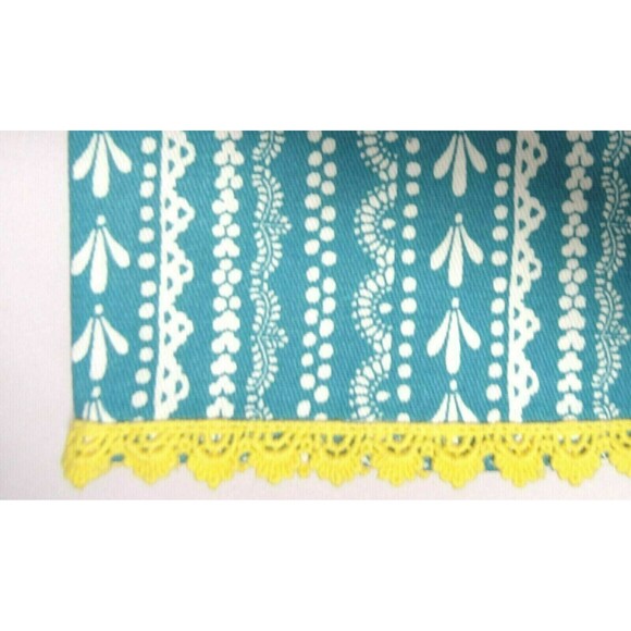 Pioneer Woman Wildflower Whimsy Kitchen Towels 2pc White Teal Stripe Floral Gift - Picture 4 of 5